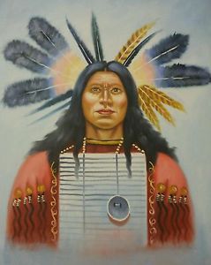 239x300 Vintage Artist Signed Original Native American Indian Chief - Indian Head Painting