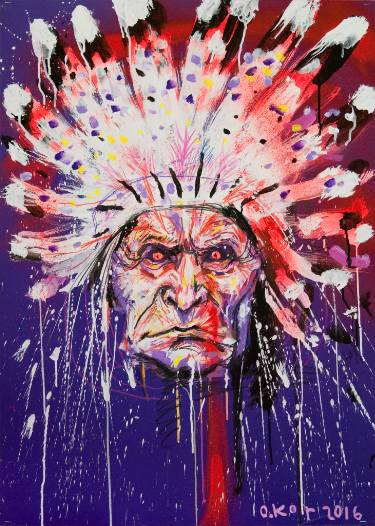 375x526 Indian Headdress Paintings For Sale Saatchi Art - Indian Headdress Painting