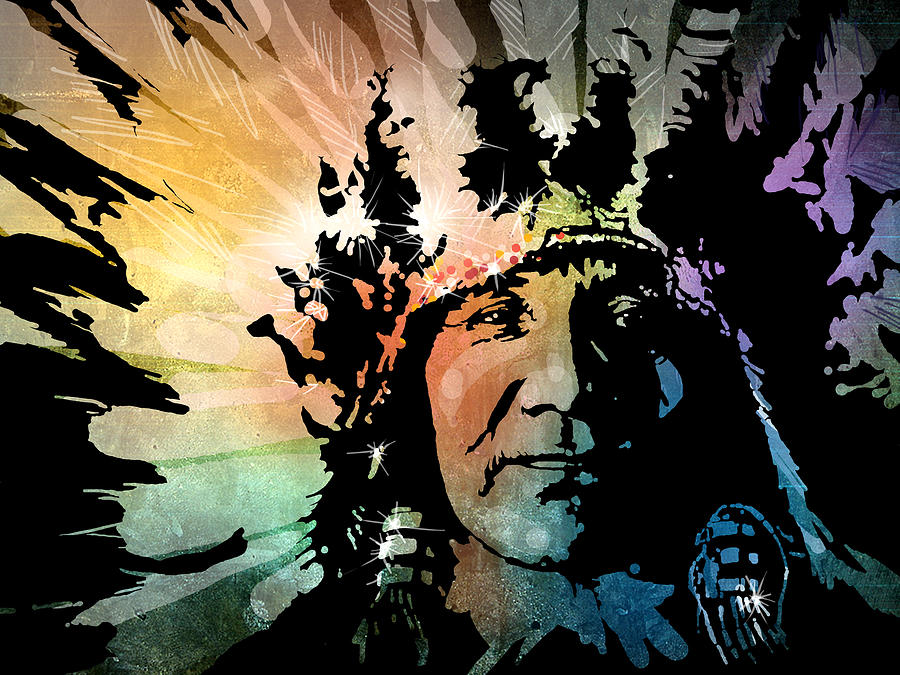 900x675 The Headdress Painting By Paul Sachtleben - Indian Headdress Painting