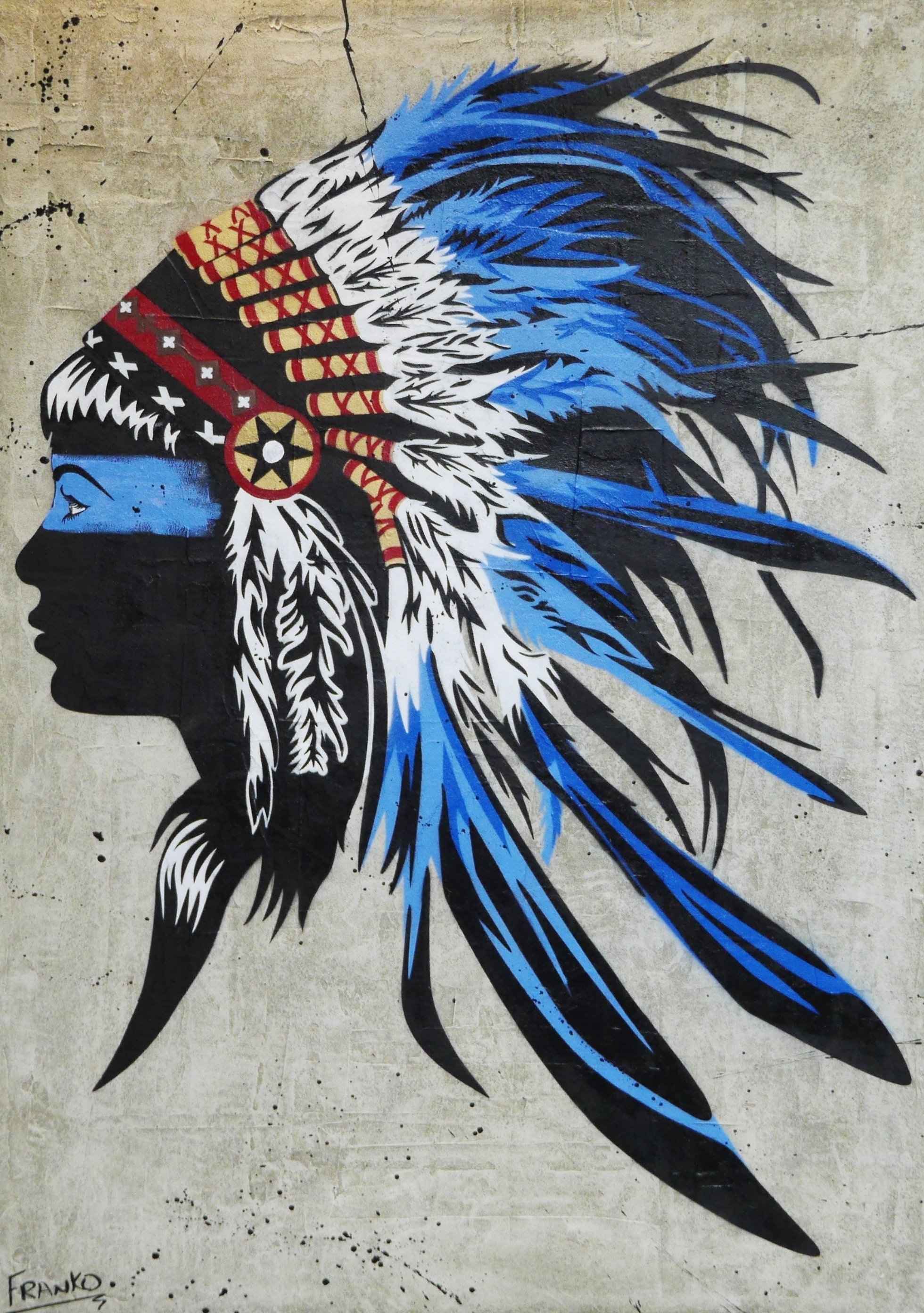 1960x2784 Torquay Feathers 140cm X 100cm American Indian Headdress Concrete Base - Indian Headdress Painting
