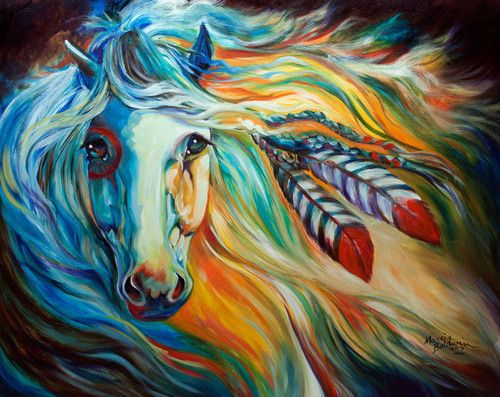 500x397 From My Series 2013 Indian War Horse ~ New Original Oil Painting - Indian Horse Painting