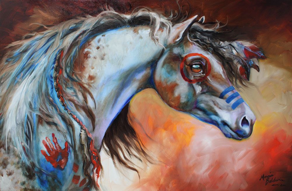 1000x654 Appaloosa Indian Horse Art American Indian Horse Paintings - Indian Horse Painting