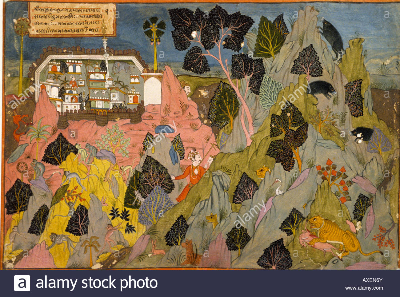 1300x966 Landscape Painting C 1700 Kanoria. Mewar Indian Miniature Painting - Indian Landscape Painting