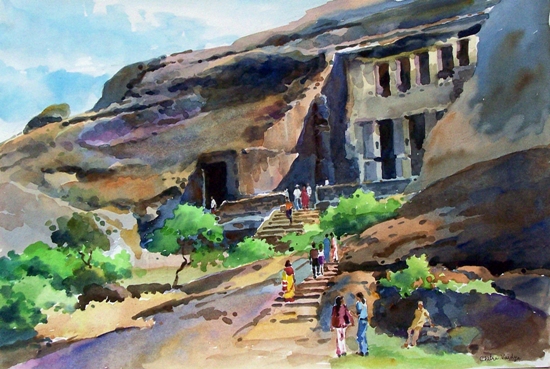 550x369 Landscapes, Paintings By Artist Chitra Vaidya - Indian Landscape Painting