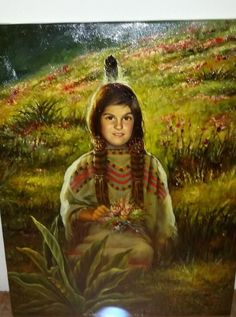 236x317 Fine Oil Native American Paintings Native American Indian Girl - Indian Maiden Painting