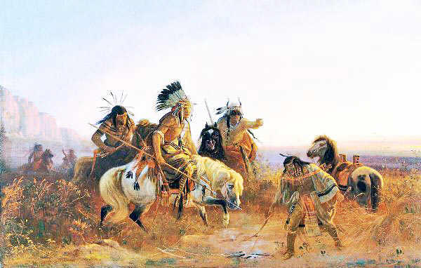 600x382 Indian Horse - Indian On A Horse Painting