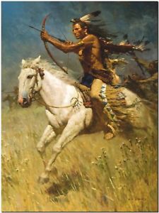 225x300 Native American Indian On Horse By Canvas Print 16x22 Painting - Indian On A Horse Painting