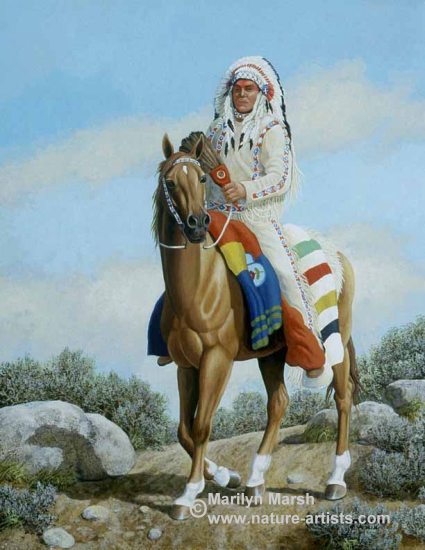 425x550 Paintings Of Horses And Indians - Indian On A Horse Painting