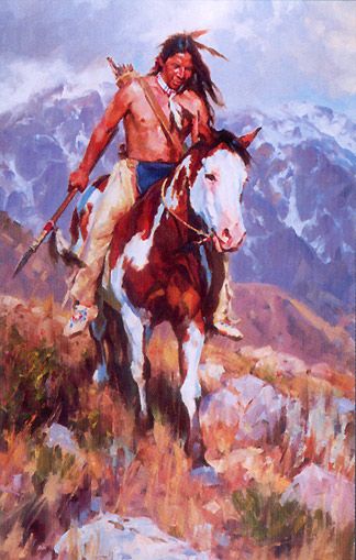 324x509 456 Best Images On Native American Indians - Indian On A Horse Painting