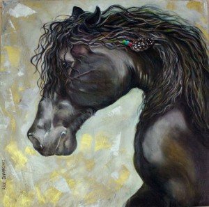 300x297 Paintings - Indian On Horse Painting