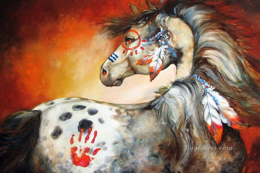 900x600 Feathers Indian War Pony Marcia Baldwin Horses Painting In Oil - Indian On Horse Painting
