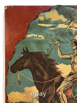 250x333 Antique Vintage Native American Indian Chief On Horse Oil Painting - Indian On Horse Painting