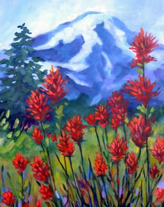 236x298 Indian Paintbrush Greeting Card For Sale By Virginia Ann Hemingson - Indian Paintbrush Painting