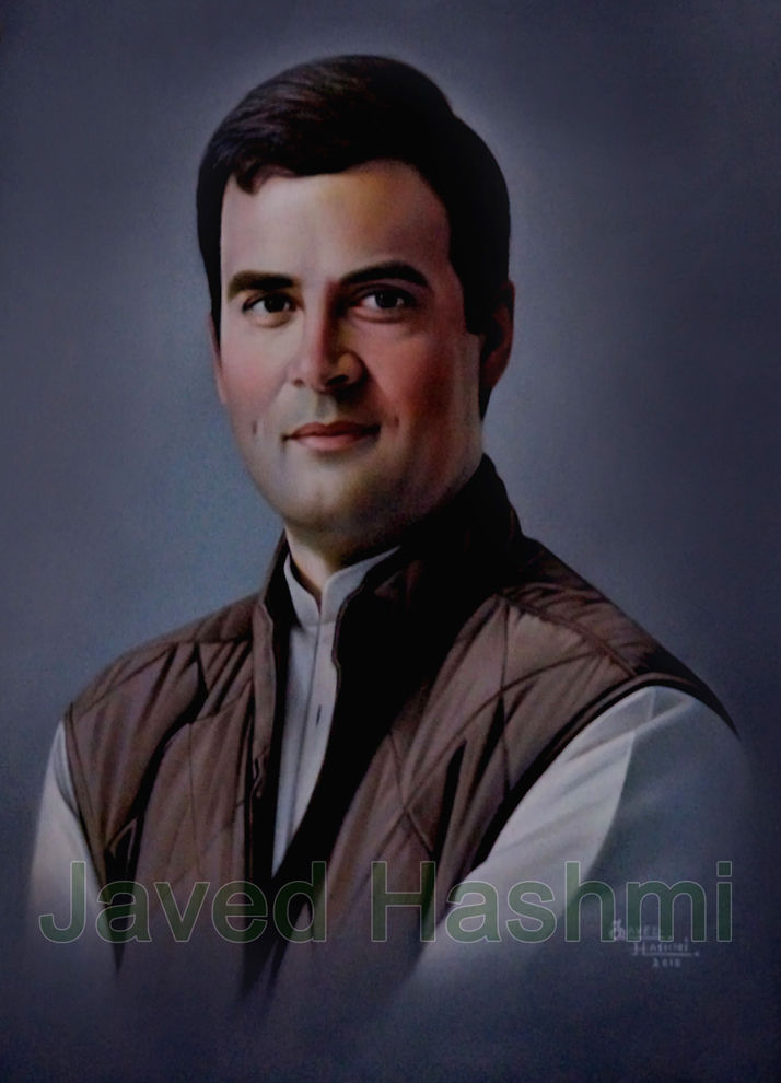 714x990 Rahul Gandhi Oil Painting (Javed Hashmi) - Indian Portrait Painting