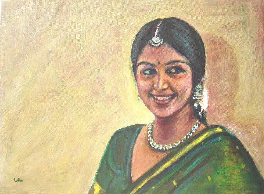 900x661 Portrait Painting Of An Indian Bride Usha Shantharam.jpg - Indian Portrait Painting