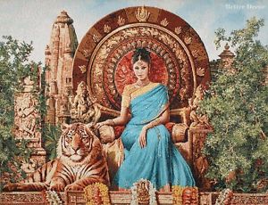 300x230 Wall Jacq. Woven Tapestry Indian Princess Medieval Scene - Indian Princess Painting
