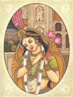 236x313 Indian Princess Miniature Painting Handmade Watercolor Lady - Indian Princess Painting
