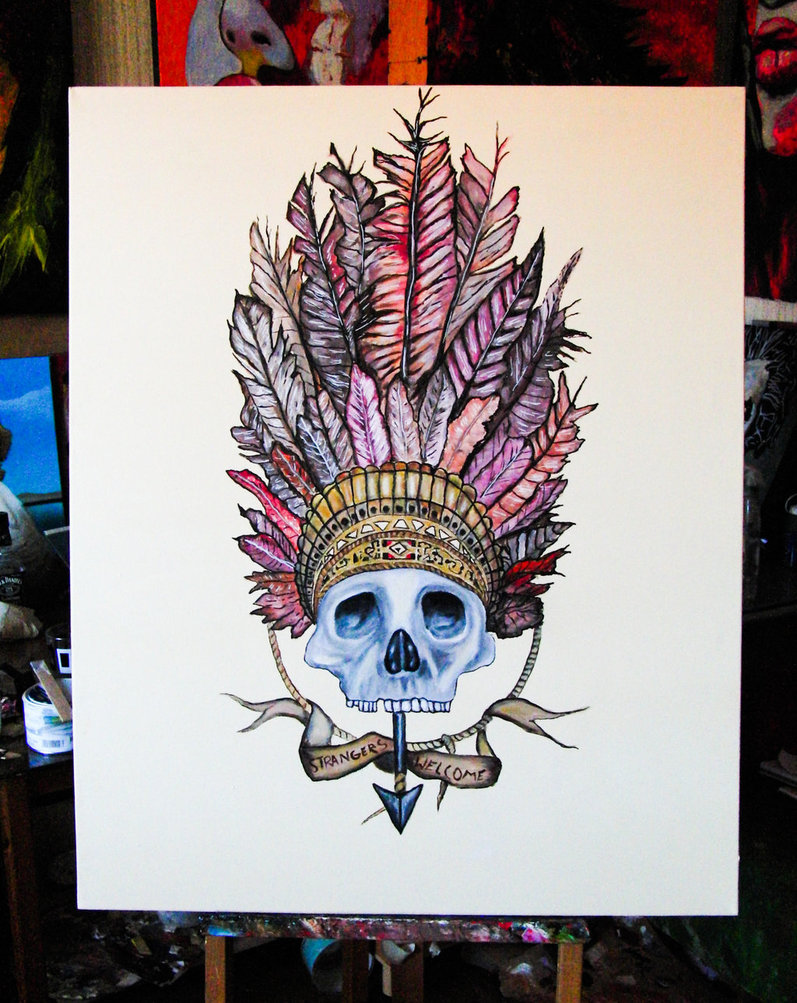 797x1003 Indian Skull By Nillemusic - Indian Skull Painting