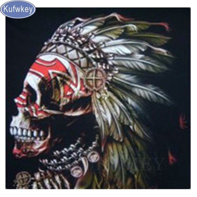 640x640 Kufwkey 5d Diy Diamond Embroidery,indian,skull,5d Diamond Painting - Indian Skull Painting