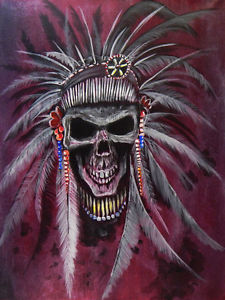225x300 Canvas - Indian Skull Painting