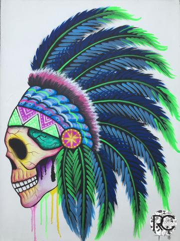 360x480 Skull Indian Headdress - Indian Skull Painting