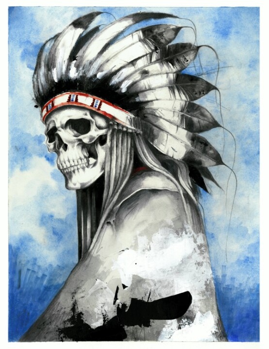 554x718 Skull Indian Painting - Indian Skull Painting