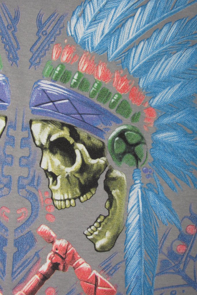 684x1024 Tomahawk Double Indian Skull Screen Printed Short Sleve T Shirt - Indian Skull Painting