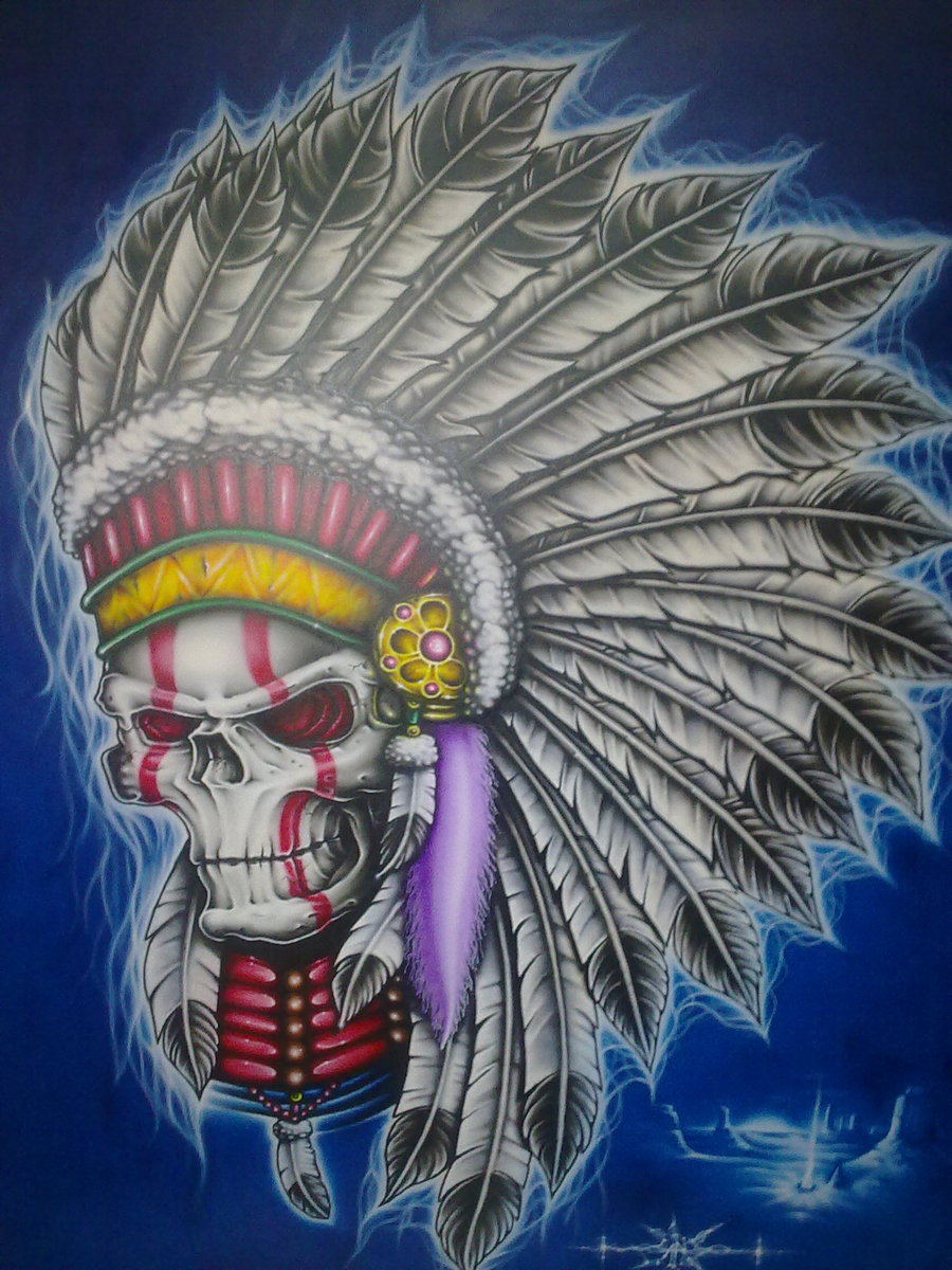 900x1200 Indian Skull By Aidamm - Indian Skull Painting