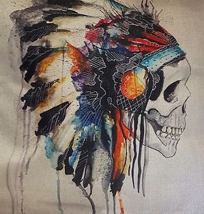 286x300 Tattoo Girls Gothic Indian Sugar Skull Mermaid Cushion Cover - Indian Skull Painting