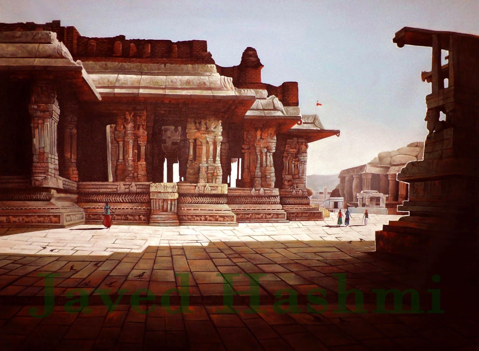 1600x1173 Indian Temple Painting In Acrylic Colors Javed Hashmi Paintings - Indian Temple Painting