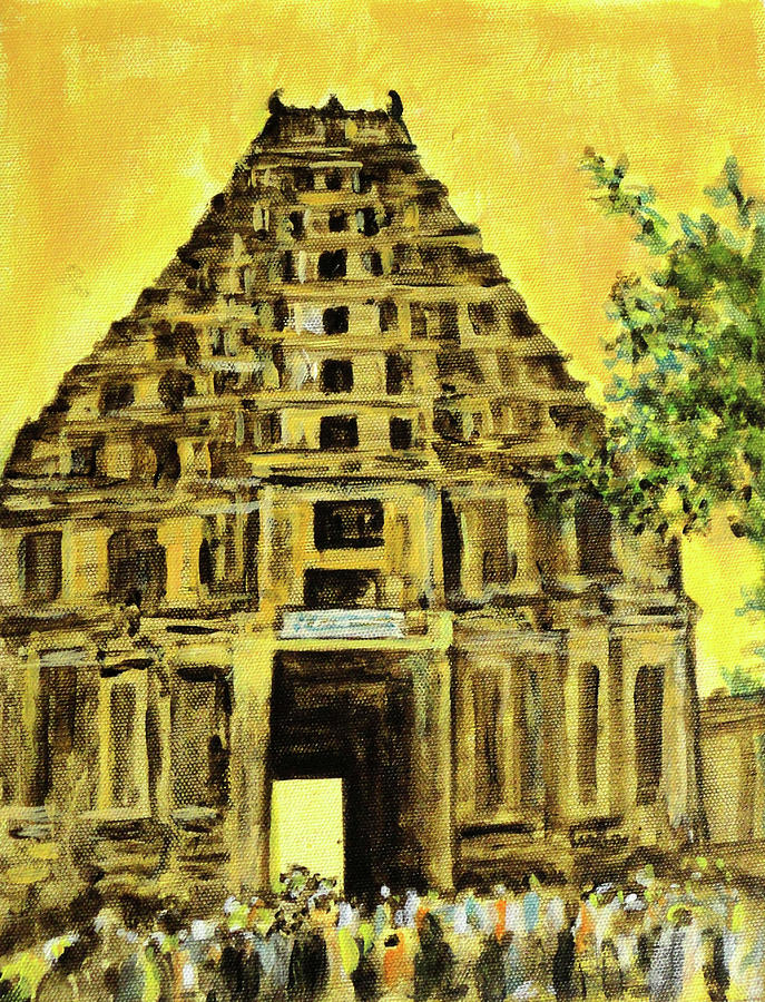 687x900 Indian Temple Painting By Usha Shantharam - Indian Temple Painting