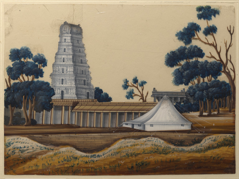 768x576 One Of Eight Paintings Of Unidentified Hindu Temples In South - Indian Temple Painting