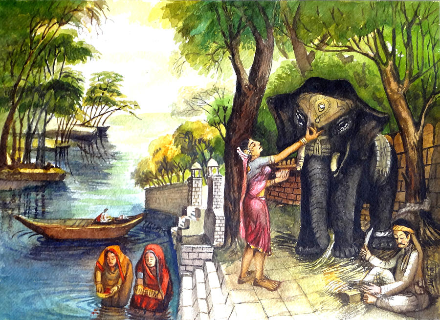 900x656 Indian Village Life - Indian Village Painting