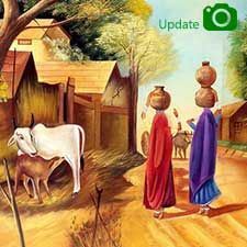 225x225 Indian Village Painting Calendar Art Paintings - Indian Village Painting