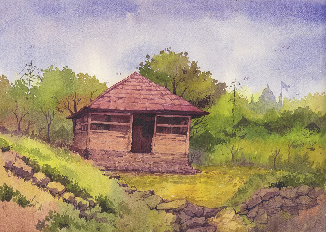 1280x910 Buy Village 02 Handmade Painting By Deepak Musale. Code - Indian Village Painting