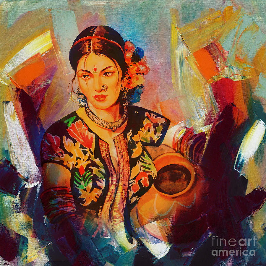 900x900 Indian Village Woman Paintings Fine Art America - Indian Village Woman Painting