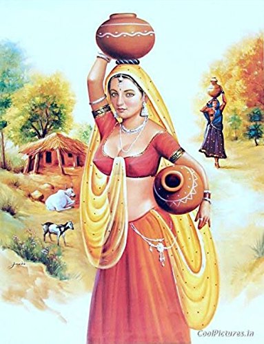 383x500 Jhar Product Color Indian Village Women Color Painting - Indian Village Woman Painting