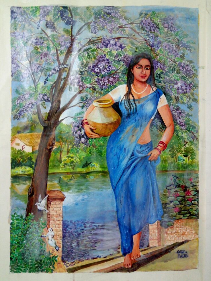 736x981 87 Best Leylakli Kadinlar Images On Lilac Tree, Lilac - Indian Village Woman Painting