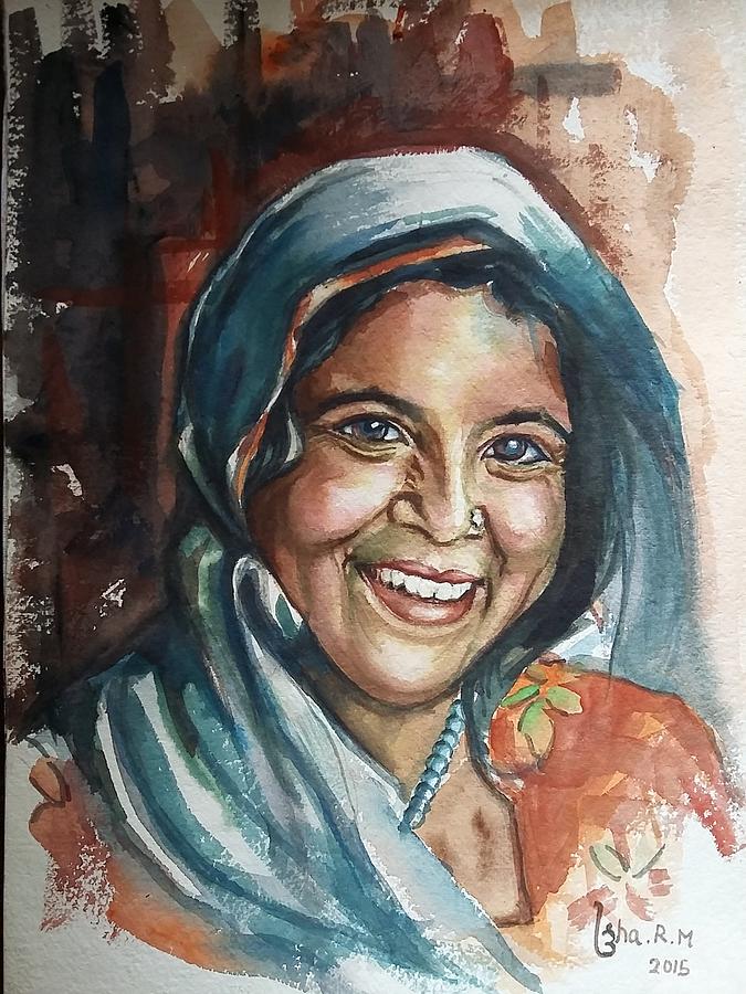 675x900 An Indian Village Woman Painting By Usha Mishra - Indian Village Woman Painting