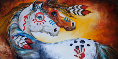 400x200 Daily Paintings ~ Fine Art Originals By Marcia Baldwin The Brave - Indian War Horse Painting