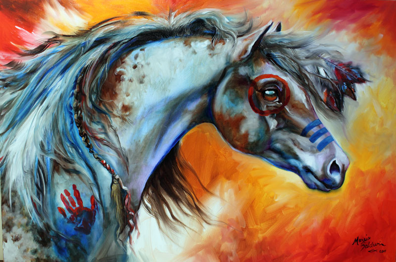 800x529 Equine Art Gallery Brave One The Indian War Horse Original Oil - Indian War Horse Painting