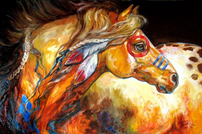 650x433 Indian War Horse The Golden Sun - Indian War Horse Painting