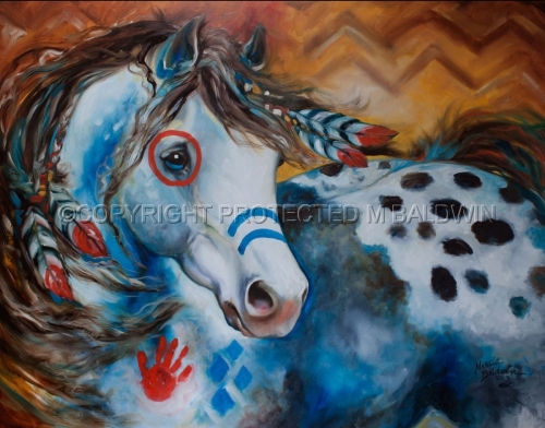 500x392 Painting Appaloosa Indian War Horse (Original Art By Marcia - Indian War Horse Painting