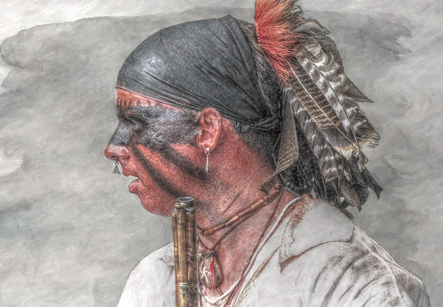 900x623 French And Indian War Delaware Indian Warrior Digital Art By Randy - Indian Warrior Painting