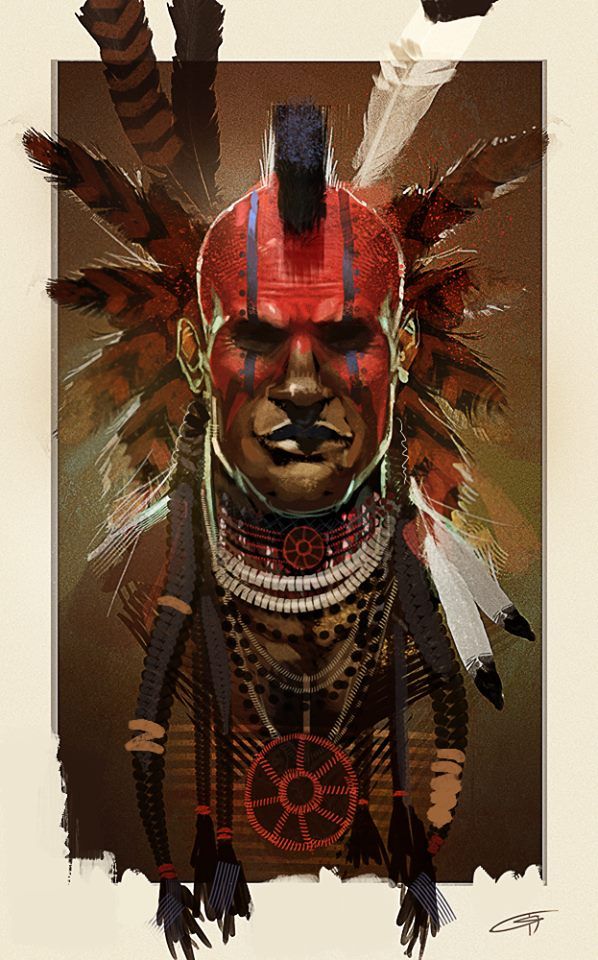 598x960 Indian Warrior Art - Indian Warrior Painting