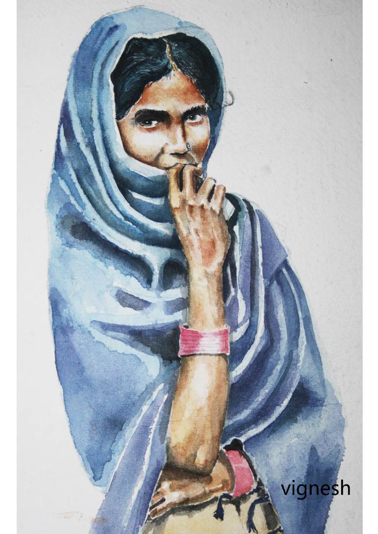 770x1089 Saatchi Art Indian Woman Painting By Vignesh Kumar - Indian Woman Painting