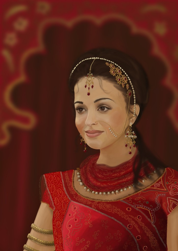 724x1024 Indian Woman By Sarah Haras - Indian Woman Painting Images