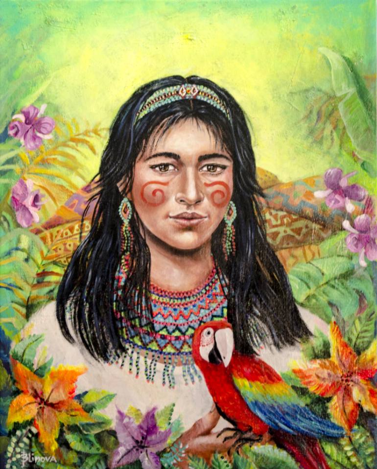 770x958 Saatchi Art Colombian Indian Woman Inside A Dream Painting By - Indian Woman Painting Images