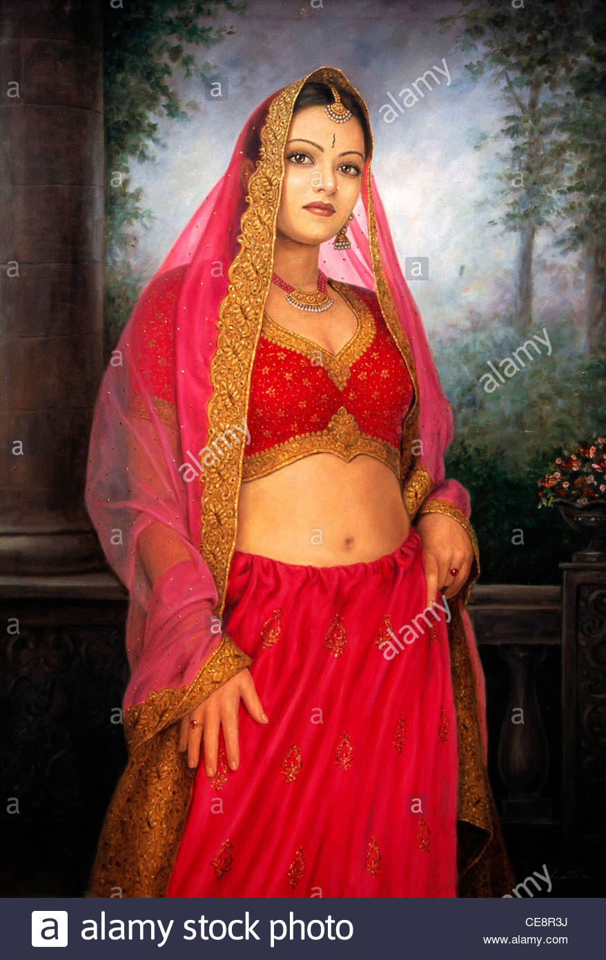 878x1390 Bdr 80573 Painting Of Indian Women Bride Wearing Marriage Dress - Indian Woman Painting Images