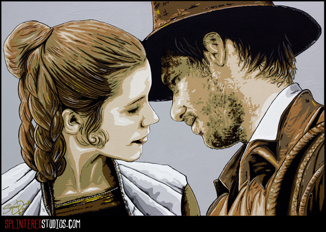 655x467 Indiana Jones Princess Leia Mash Up Painting Parody Art By - Indiana Jones Painting